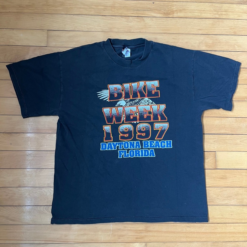 Vintage 1997 Daytona Beach Bike Week T Shirt Hanes Single Stitch Black Large L
